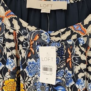 LOFT Blue Floral Ruffled Tiered Dress Nwt! Stunning!